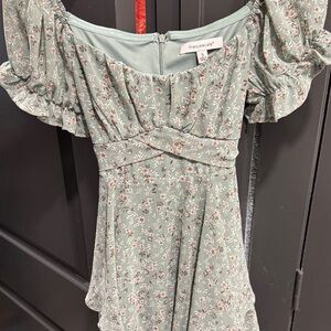 Francesca's Floral Green romper